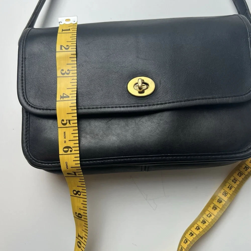 COACH 0171-256 Compartment Bag Black Glove Cowhide Leather Crossbody 9850 Vtg.